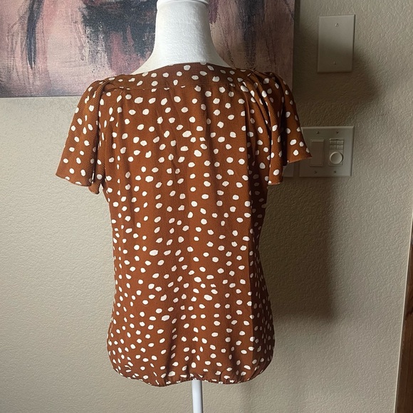 Brown & White Polka Dots Blouse - Picture 3 of 4